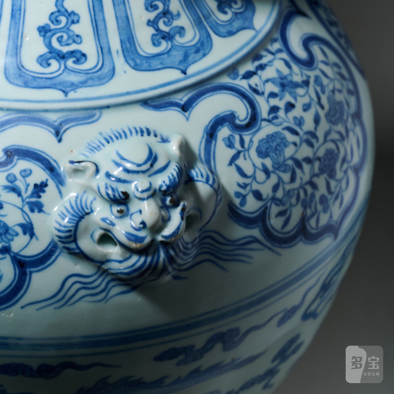 元 青花云龙纹双铺首耳大罐 - 图9